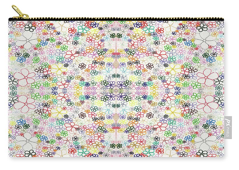 Urban Zip Pouch featuring the digital art 090 Rainbow Flowers by Cheryl Turner