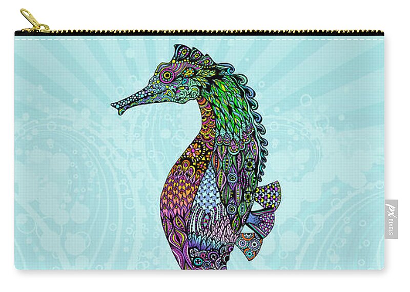 Seahorse Zip Pouch featuring the digital art Electric Gentleman Seahorse by Tammy Wetzel