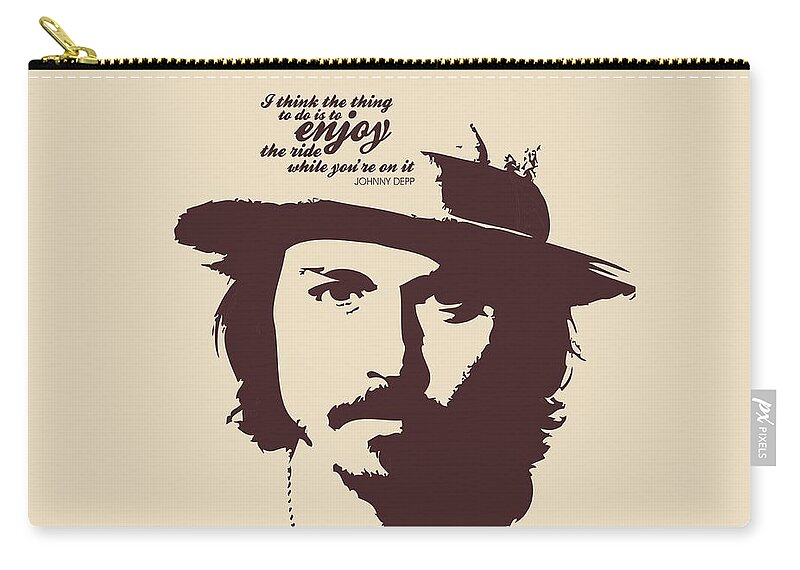 Art Zip Pouch featuring the digital art Johnny Depp Minimalist poster by Lab No 4 - The Quotography Department