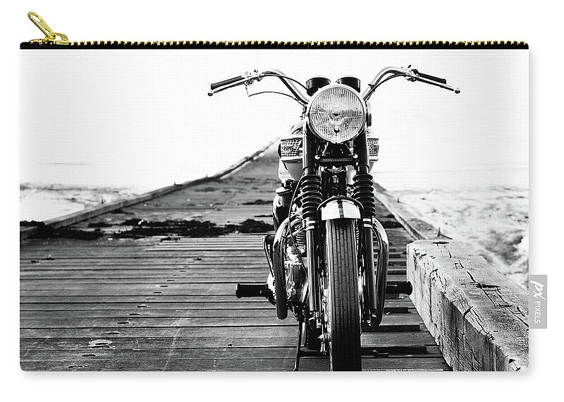 Motorcycle Zip Pouch featuring the photograph The Solo Mount by Mark Rogan