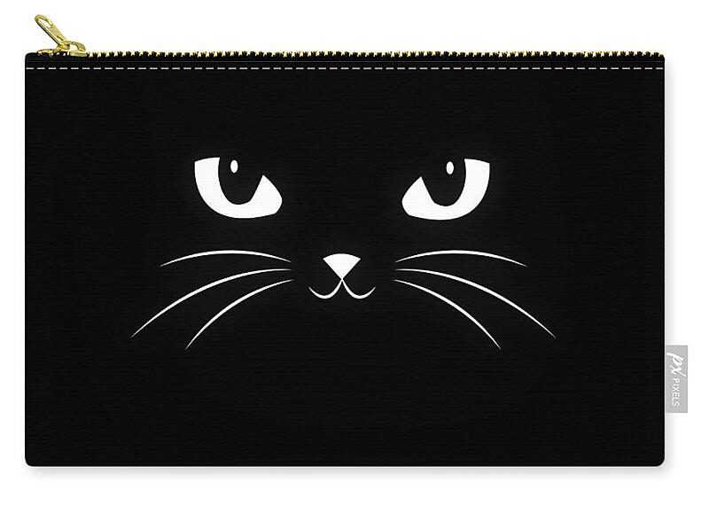 Cat Zip Pouch featuring the digital art Cute Black Cat by Philipp Rietz