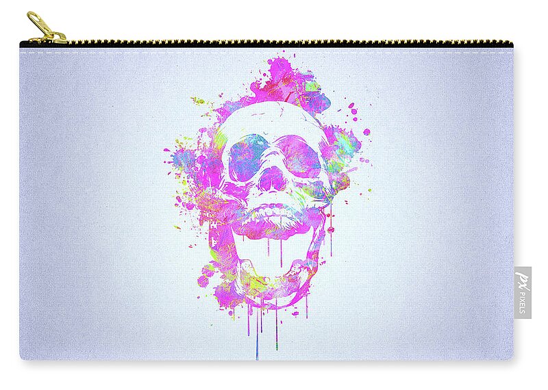 Illusion Zip Pouch featuring the digital art Cool and Trendy Pink Watercolor Skull by Philipp Rietz