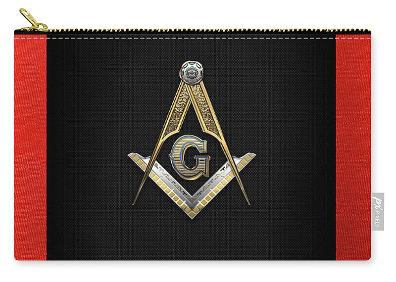 'ancient Brotherhoods' Collection By Serge Averbukh Zip Pouch featuring the digital art 3rd Degree Mason - Master Mason Jewel on Red and Black Canvas by Serge Averbukh