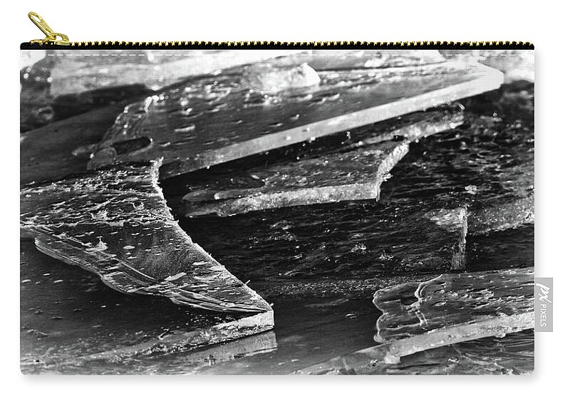 2015 January Zip Pouch featuring the photograph Broken Sheets Of Ice by Bill Kesler