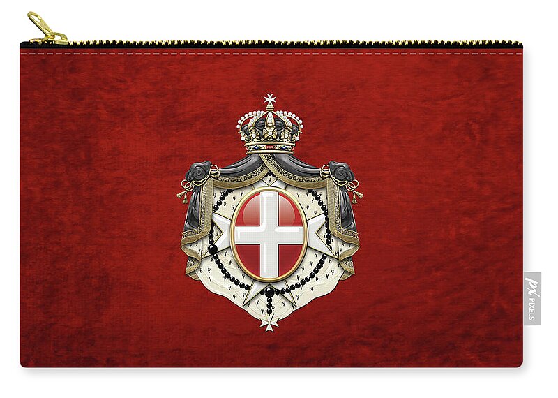 'ancient Brotherhoods' Collection By Serge Averbukh Carry-all Pouch featuring the digital art Sovereign Military Order of Malta Coat of Arms over Red Velvet by Serge Averbukh