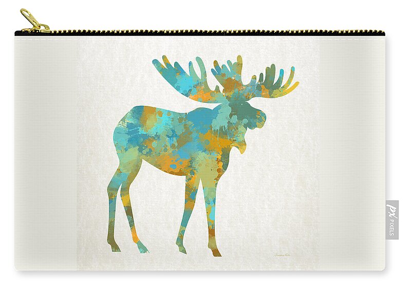 Moose Carry-all Pouch featuring the mixed media Moose Watercolor Art by Christina Rollo