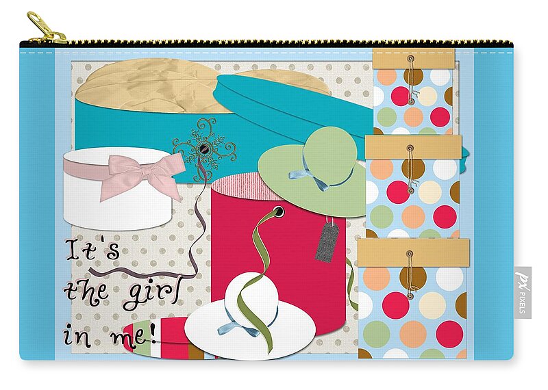 Boxes Zip Pouch featuring the digital art Hats and Ribbons by Yolanda Holmon