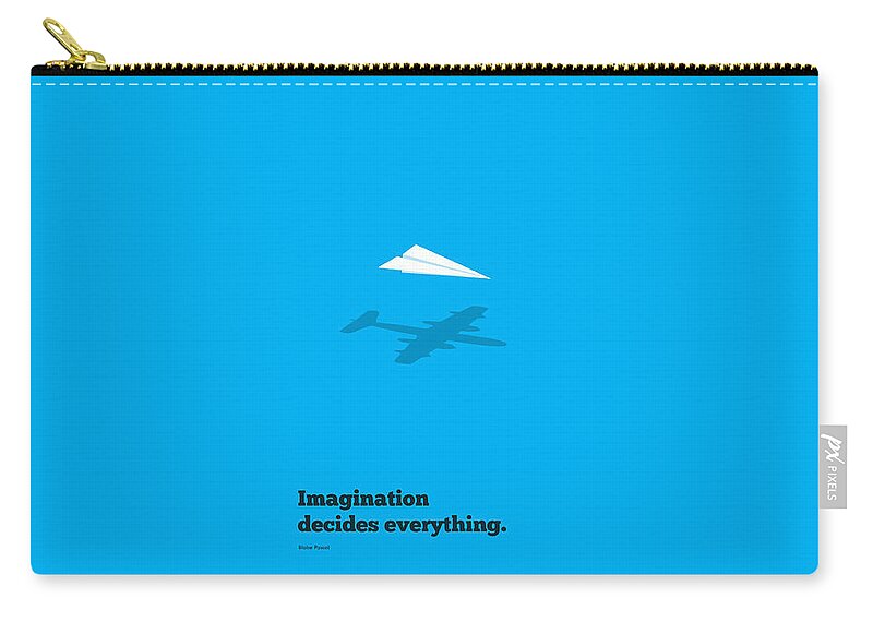 Corporate Startup Zip Pouch featuring the digital art Imagination Decides Everything quotes poster by Lab No 4