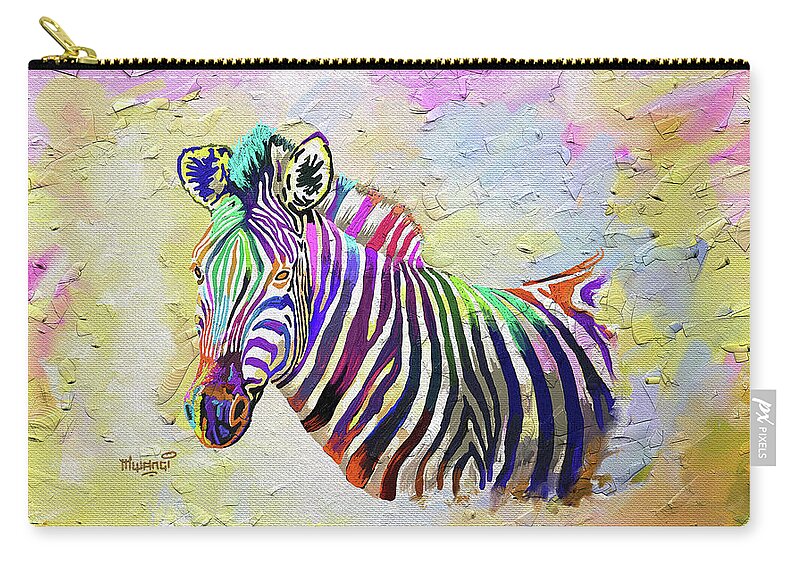 Kenya Zip Pouch featuring the painting The Grand Donkey by Anthony Mwangi