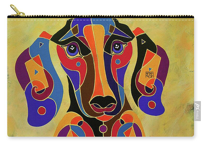 Dachshund Art Zip Pouch featuring the painting I'm Puzzled Too by Barbara Rush