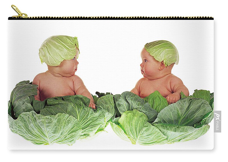 Baby Zip Pouch featuring the photograph Cabbage Kids by Anne Geddes