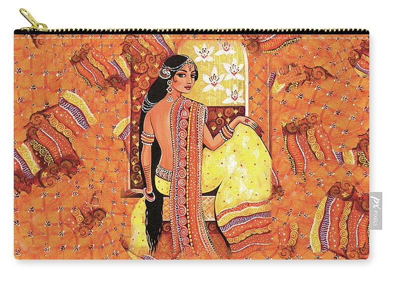 Beautiful Woman Carry-all Pouch featuring the painting Bharat by Eva Campbell
