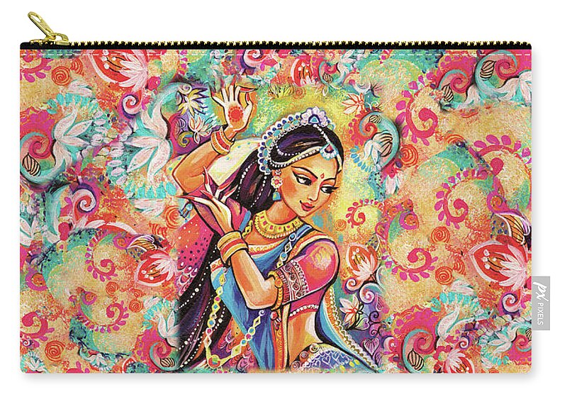 Indian Dancer Zip Pouch featuring the painting Dancing of the Phoenix by Eva Campbell