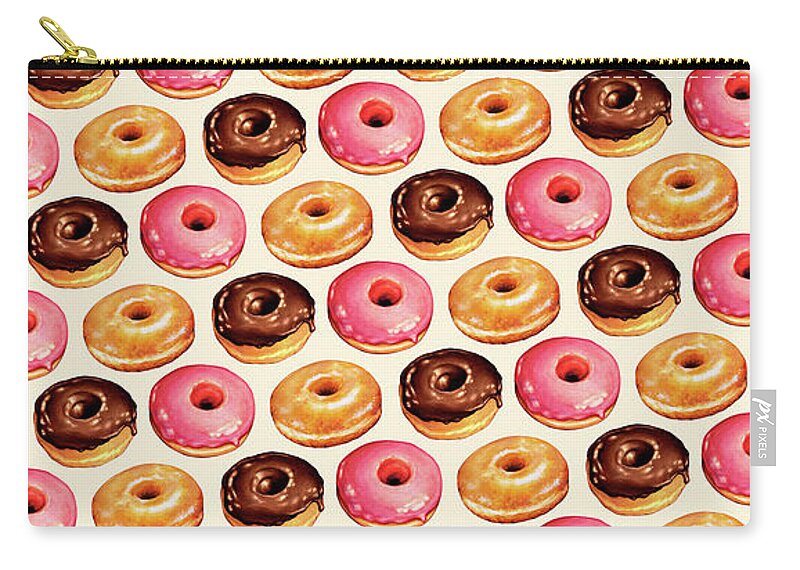 Food Zip Pouch featuring the painting Donut Pattern by Kelly Gilleran