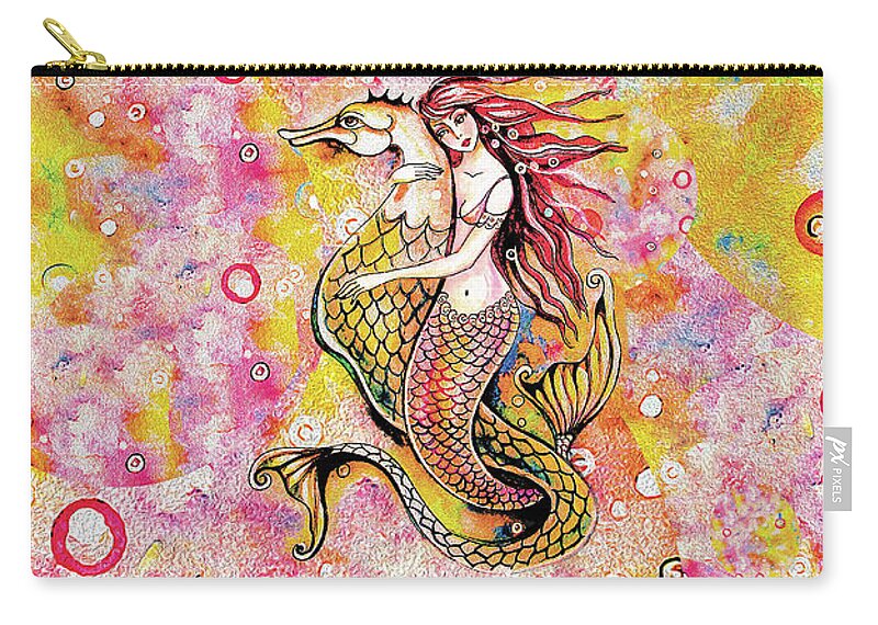 Sea Goddess Carry-all Pouch featuring the painting Black Sea Mermaid by Eva Campbell