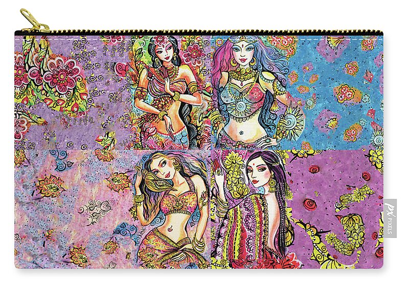 Bollywood Dancer Zip Pouch featuring the painting Eastern Flower by Eva Campbell