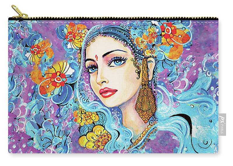 Indian Woman Zip Pouch featuring the painting The Veil of Aish by Eva Campbell