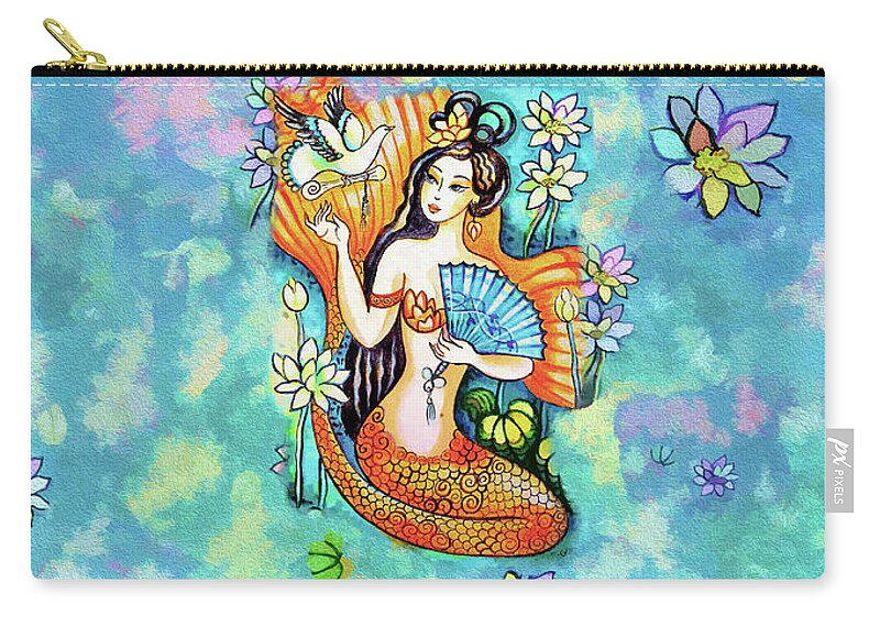 Sea Goddess Zip Pouch featuring the painting A Letter from Far Away by Eva Campbell