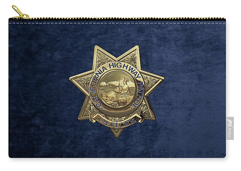'law Enforcement Insignia & Heraldry' Collection By Serge Averbukh Carry-all Pouch featuring the digital art California Highway Patrol - C H P Police Officer Badge over Blue Velvet by Serge Averbukh