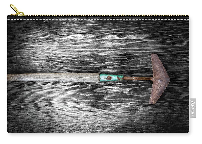 Antique Zip Pouch featuring the photograph Tools On Wood 5 on BW by YoPedro