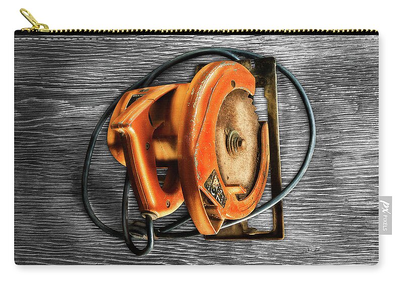 Antique Zip Pouch featuring the photograph Tools On Wood 32 on BW by YoPedro