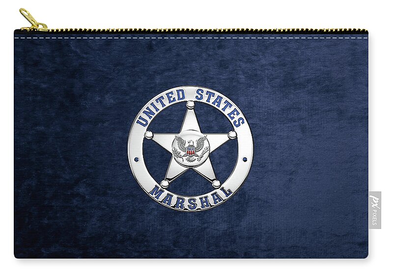 'law Enforcement Insignia & Heraldry' Collection By Serge Averbukh Carry-all Pouch featuring the digital art U. S. Marshals Service - U S M S Badge over Blue Velvet by Serge Averbukh