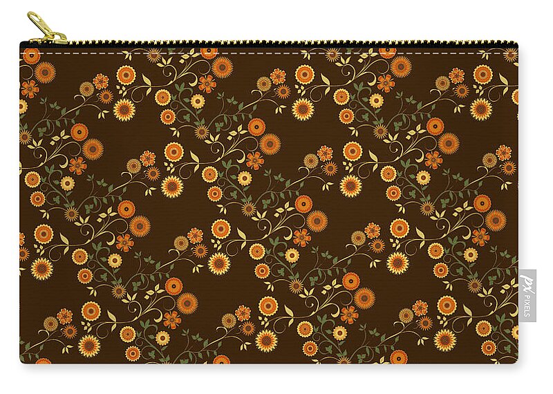 Autumn Flower Explosion Zip Pouch featuring the digital art Autumn Flower Explosion by Two Hivelys