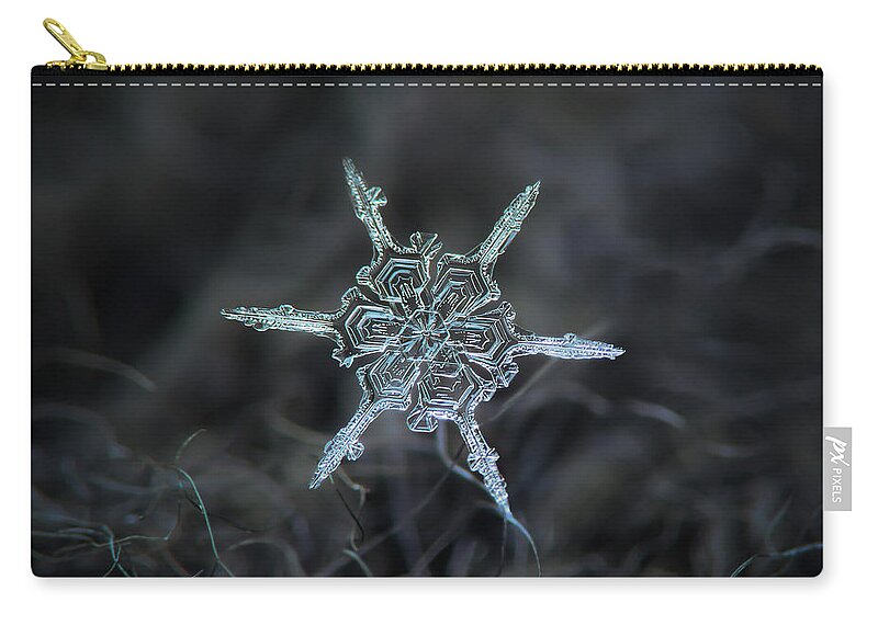 Snowflake Zip Pouch featuring the photograph Real snowflake photo - The shard by Alexey Kljatov