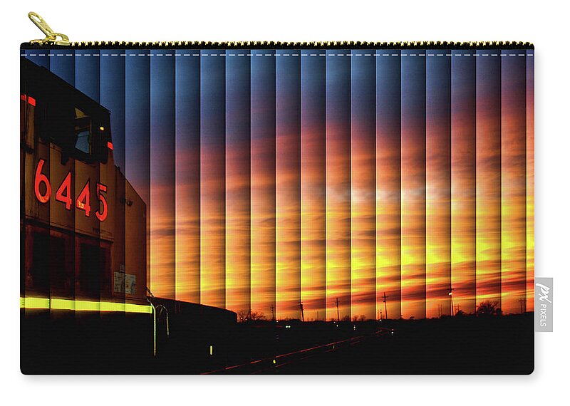 Up 6445 Sunset Zip Pouch featuring the photograph UP 6445 Sunset - The Slat Collection by Bill Kesler