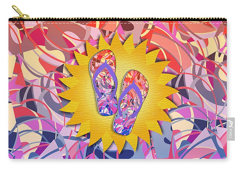  Zip Pouch featuring the mixed media Summer Sunshine and Purple Flip-Flops by Gravityx9 Designs