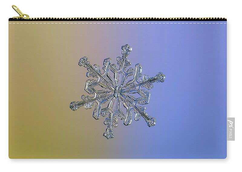 Snowflake Zip Pouch featuring the photograph Snowflake macro photo - 13 February 2017 - 2 alt by Alexey Kljatov