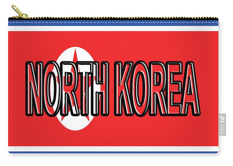 East Asia Zip Pouch featuring the digital art Flag of North Korea Word. by Roy Pedersen