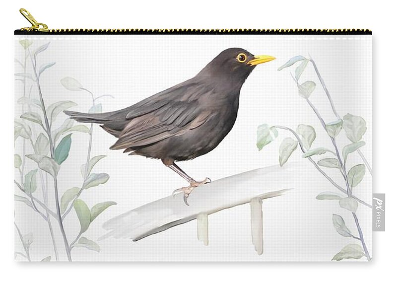 Painting Zip Pouch featuring the painting Ms. Blackbird is Brown by Ivana Westin