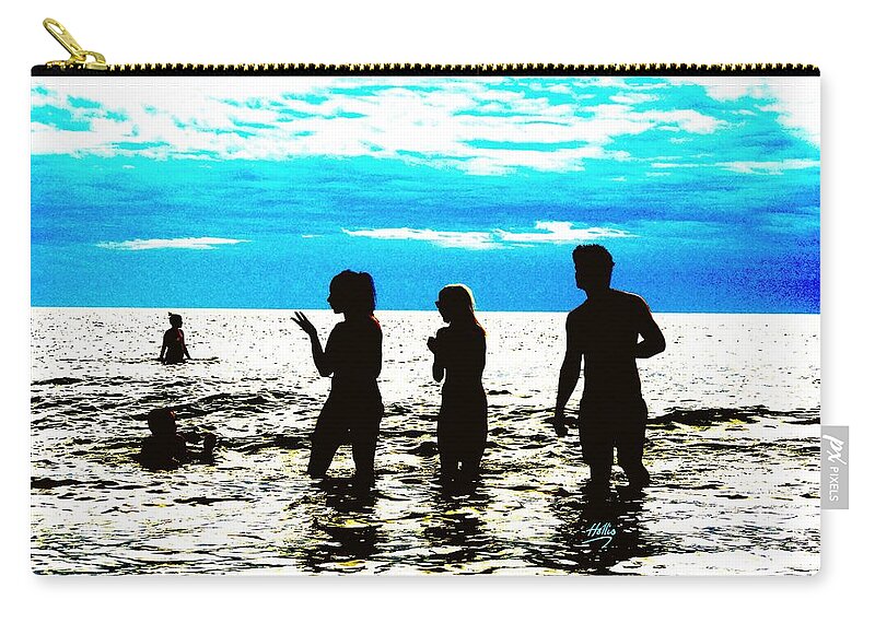 Hot Zip Pouch featuring the photograph Hot night at the beach by Linda Hollis