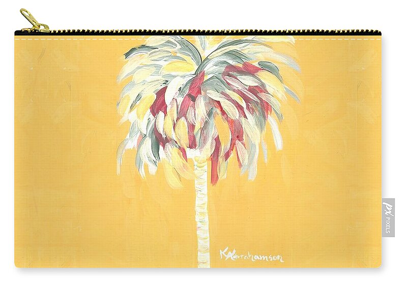 Canary Palm Tree Zip Pouch featuring the painting Canary Palm Tree by Kristen Abrahamson