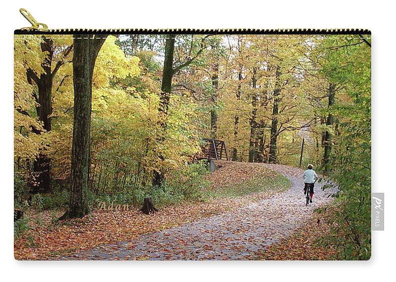 Fall Colors Zip Pouch featuring the photograph Autumn Bicycling Vertical Two by Felipe Adan Lerma