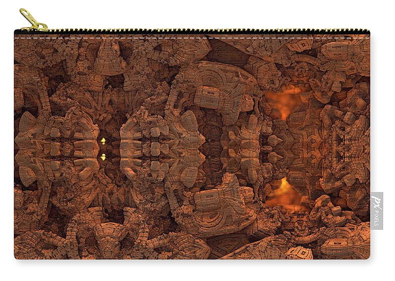 Fractal Zip Pouch featuring the digital art Wood Carving by Jon Munson II