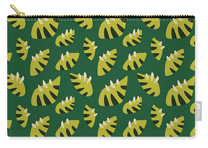 Green Leaf Pattern Zip Pouch featuring the digital art Clawed Abstract Green Leaf Pattern by Boriana Giormova