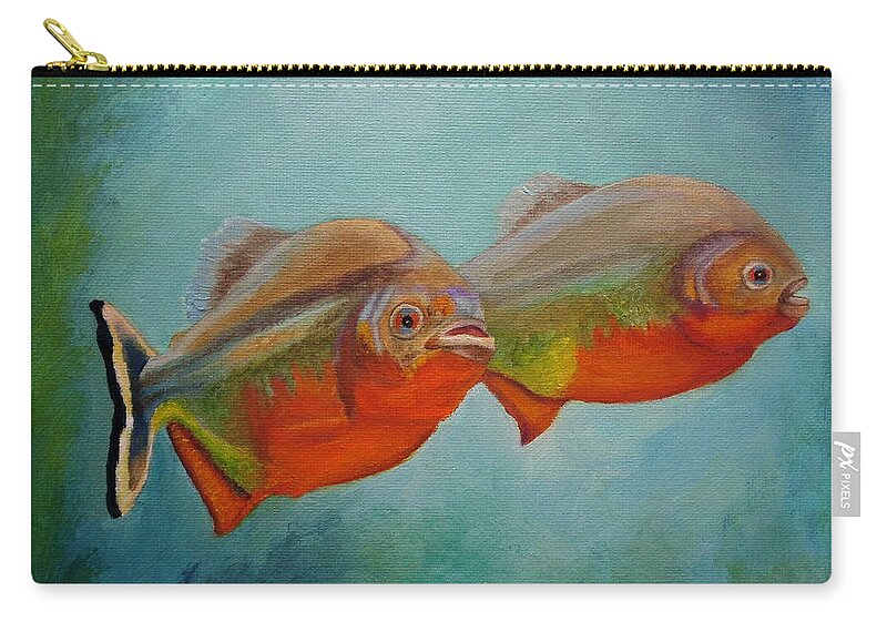 Fish Zip Pouch featuring the painting Red Bellied Fish by Angeles M Pomata