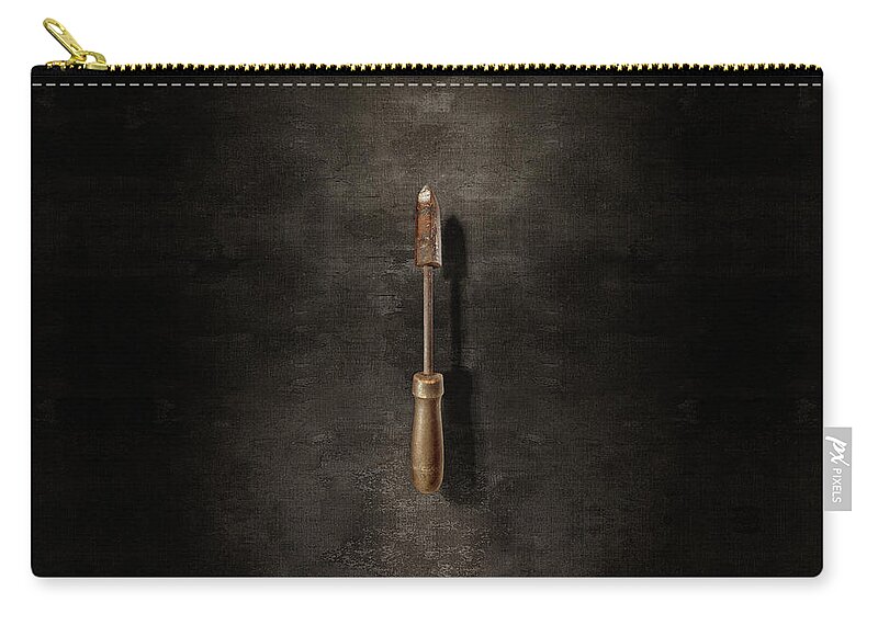 Antique Zip Pouch featuring the photograph Antique Soldering Iron on Black by YoPedro