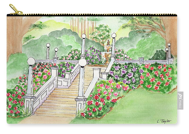Fountain Carry-all Pouch featuring the painting The Fountain by Lori Taylor