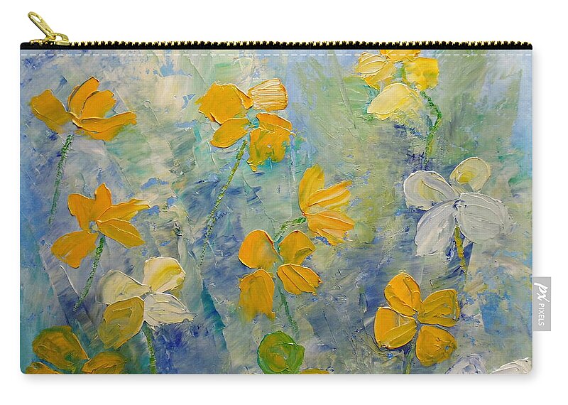 Wildflowers Zip Pouch featuring the painting Blossoms In Breeze by Angeles M Pomata