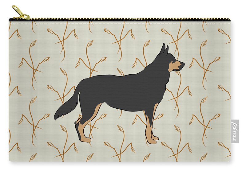 Animal Graphic Zip Pouch featuring the digital art German Shepherd Dog with Field Grasses by MM Anderson