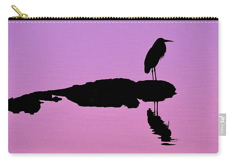 Heron Zip Pouch featuring the photograph Heron Silhouette by Beth Myer Photography