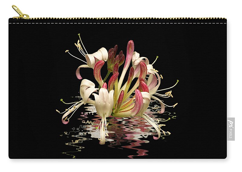 Pink Flower Zip Pouch featuring the photograph Honeysuckle Reflections by Gill Billington