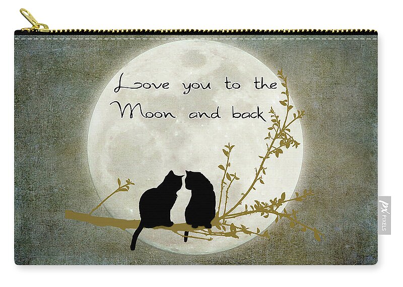 Moon Zip Pouch featuring the digital art Love you to the moon and back by Linda Lees
