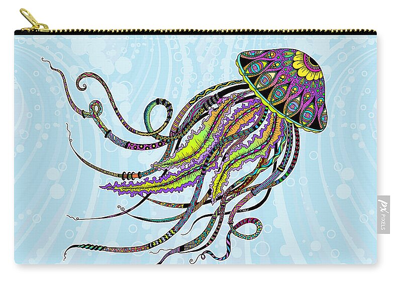 Jellyfish Zip Pouch featuring the digital art Electric Jellyfish by Tammy Wetzel