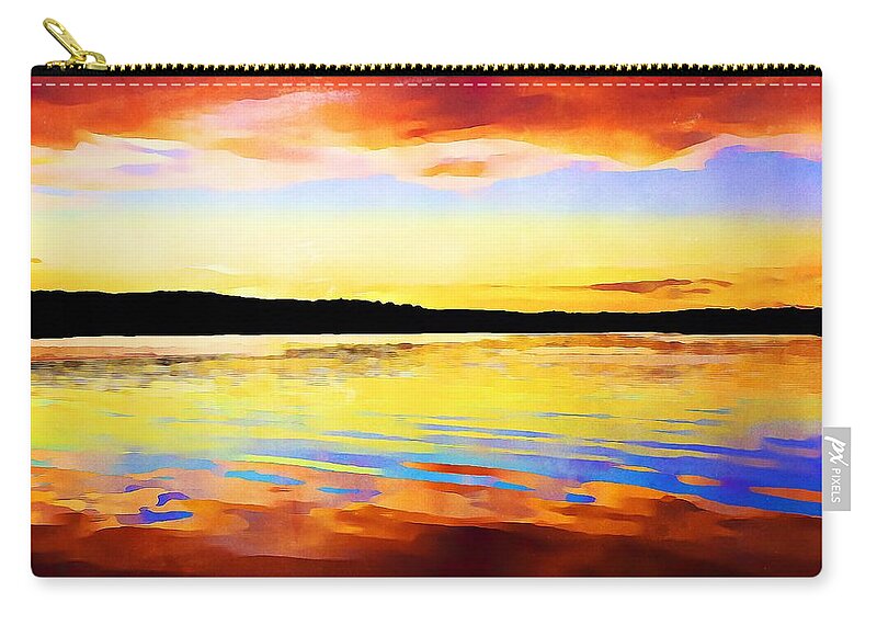 Water Reflections Carry-all Pouch featuring the photograph As Above So Below - Digital paint by Tatiana Travelways