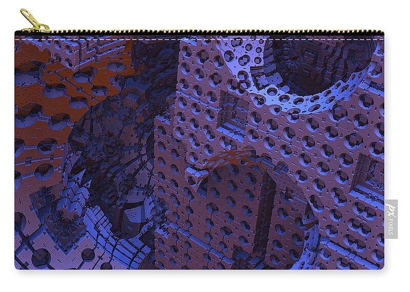 Mandelbulb Zip Pouch featuring the digital art As Night Falls by Lyle Hatch