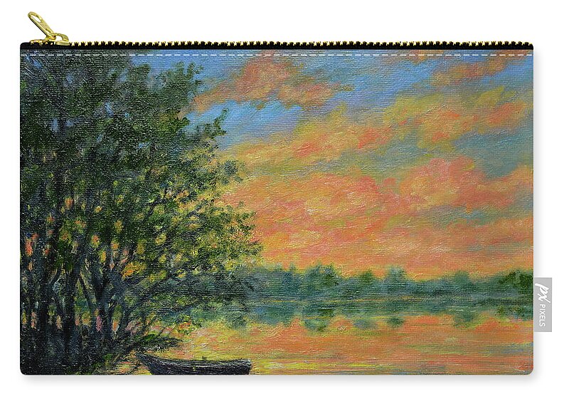 Shore Zip Pouch featuring the painting Ashore at Dusk 2 by Kathleen McDermott